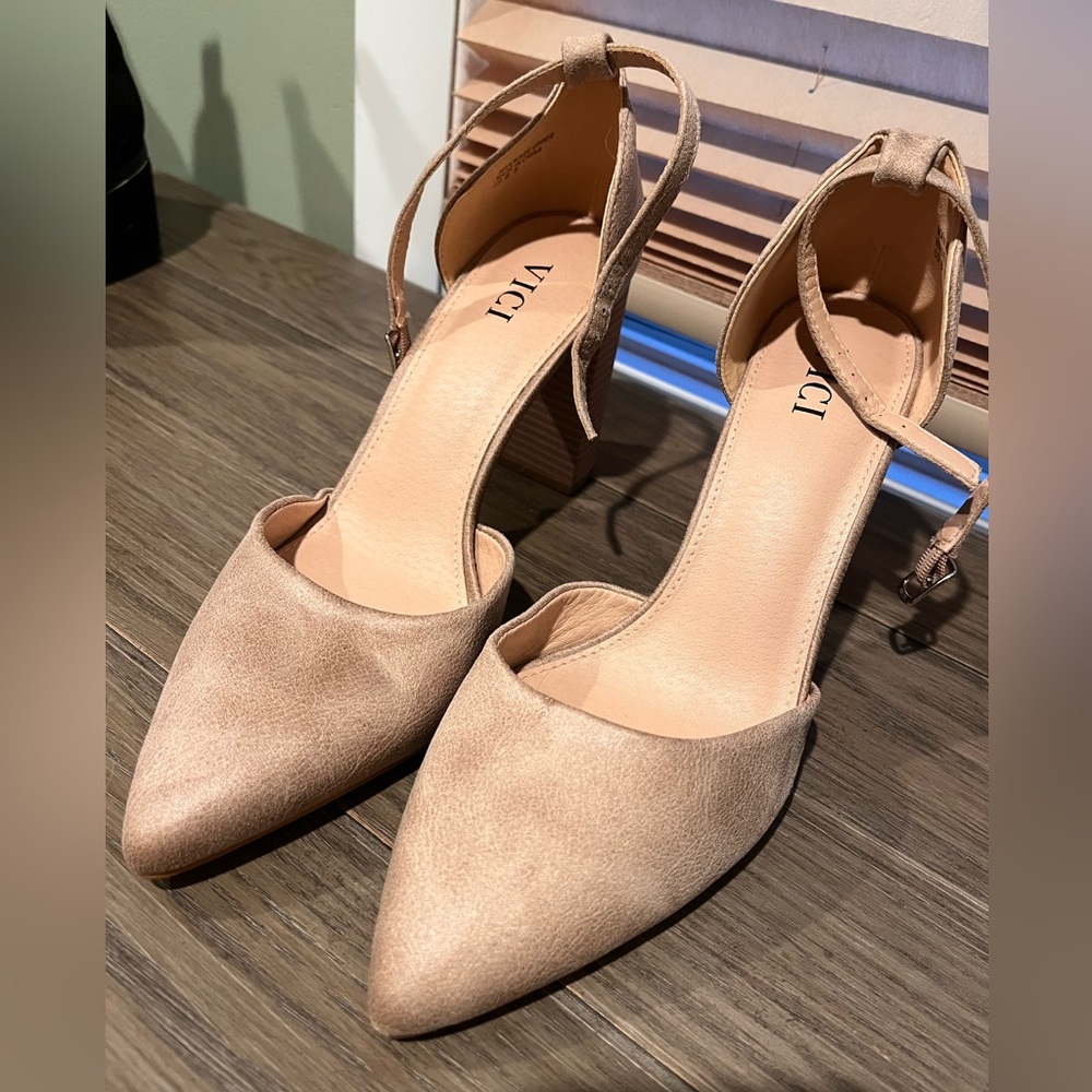 Vici Faux Suede Pointed Strappy Heel